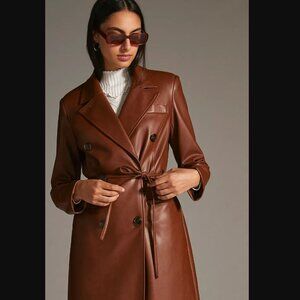 Anthropologie Avec Les Filles | Faux Leather Trench Coat | Brown, Size Large